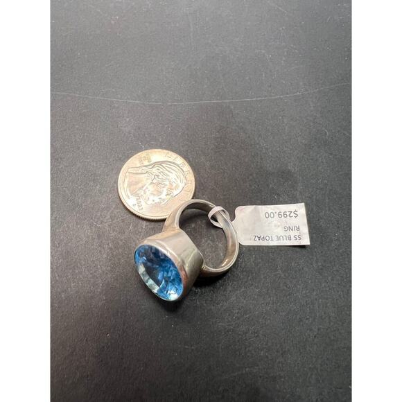 NEW Blue topaz sterling silver ring size 8 / 12.47 grams - Picture 6 of 11